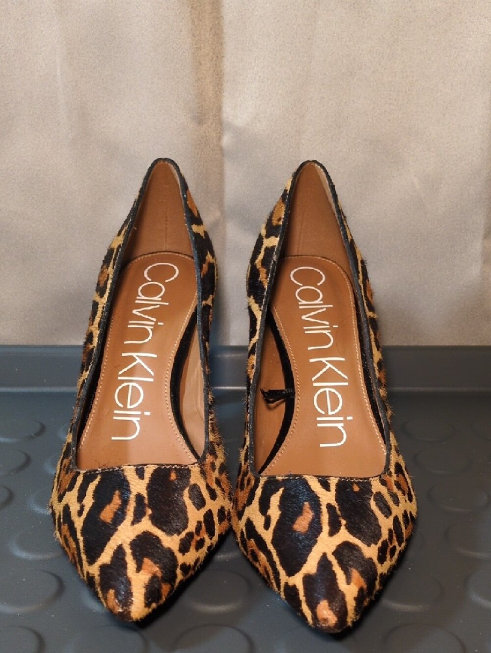 Calvin Klein Leopard-Print Pointed Toe Stilettos - Tan & Black - Picture 3 of 9